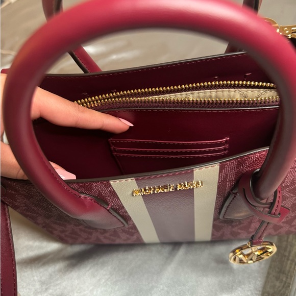Michael Kors burgundy MK print purse - Picture 7 of 8